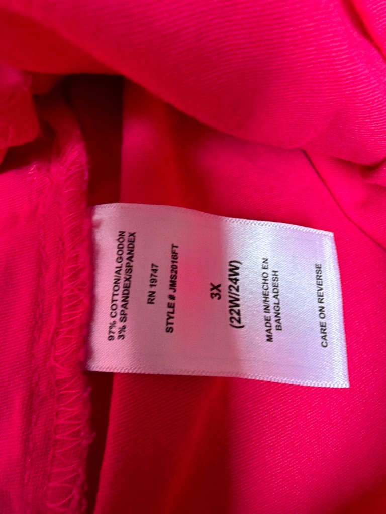 Just My Size Women’s Plus Raspberry 2 Pocket Capris Size 3x Nwt — image 6 of 6